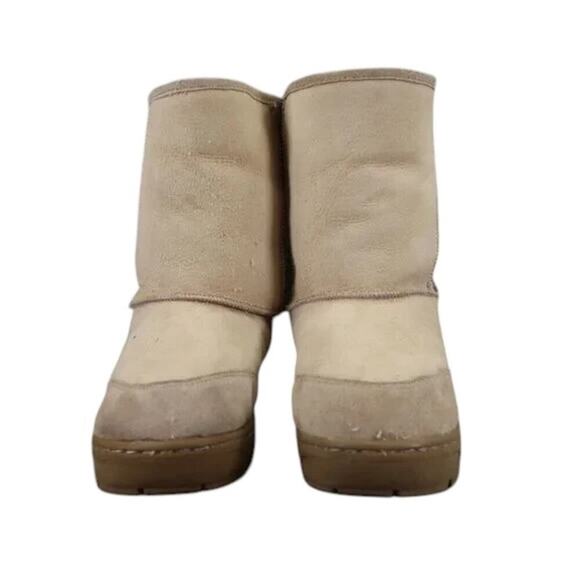 Lamo Shoes Women 8 Boots Winter Comfort Pull On Casual Warm Mens 7 Beige Leather - Picture 2 of 14